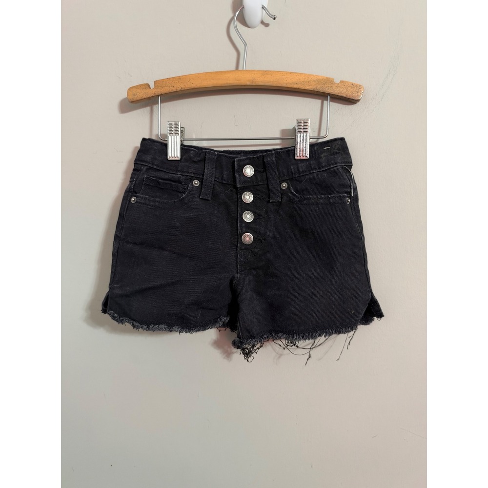 Old Navy Denim Shorts Girls 5 Black High-Rise Button Fly Frayed Hem Play